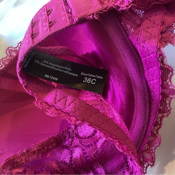 🌸Lace Bra Demi Slight Push Fuschia - Picture 5 of 5